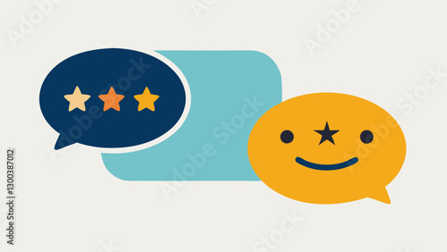 Two Faces of Res An of two speech bubbles one with a fivestar rating and the other with a onestar rating. The fivestar bubble has a smiling face and the onestar