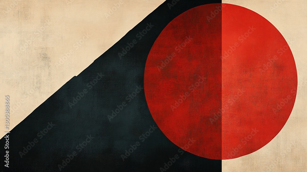 Abstract Geometric Design, Red Circle Abstract Geometric Design, Red Circle
