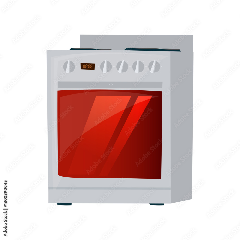 A stylish kitchen oven features a shiny red glass door, stainless steel body, and multiple dials. It is designed for modern cooking, blending functionality with aesthetics. A stylish kitchen oven features a shiny red glass door, stainless steel body, and multiple dials. It is designed for modern cooking, blending functionality with aesthetics.