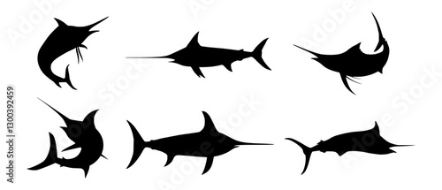 Swordfish Silhouette Vector Set