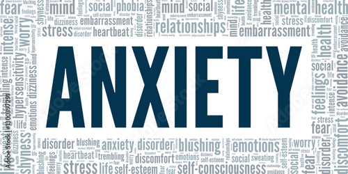 Anxiety word cloud conceptual design isolated on white background.