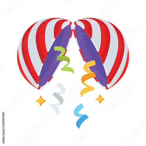 A customizable 3d style icon of confetti ball shower