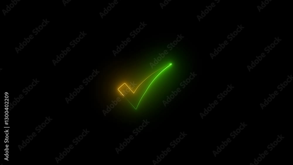 Isolated tick mark icon animation on background.Glowing neon check mark animation icon tick finishing confirm yes right okay sign animated . Isolated tick mark icon animation on background.Glowing neon check mark animation icon tick finishing confirm yes right okay sign animated .