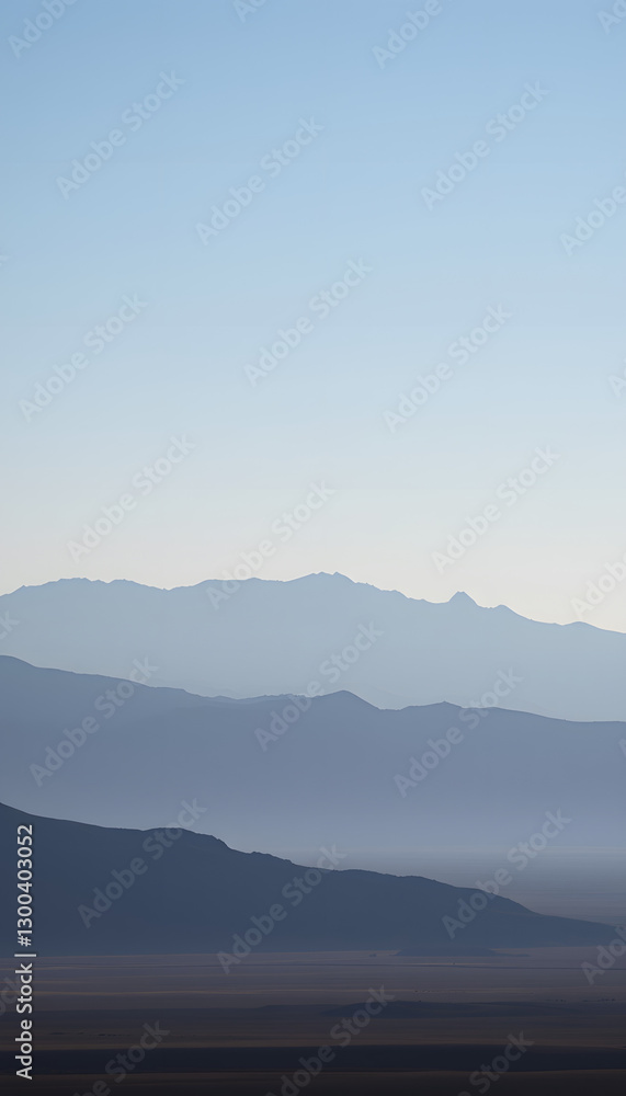 Large plain and mountain silhouettes against the sky, dinamic scene. with white shades Large plain and mountain silhouettes against the sky, dinamic scene. with white shades
