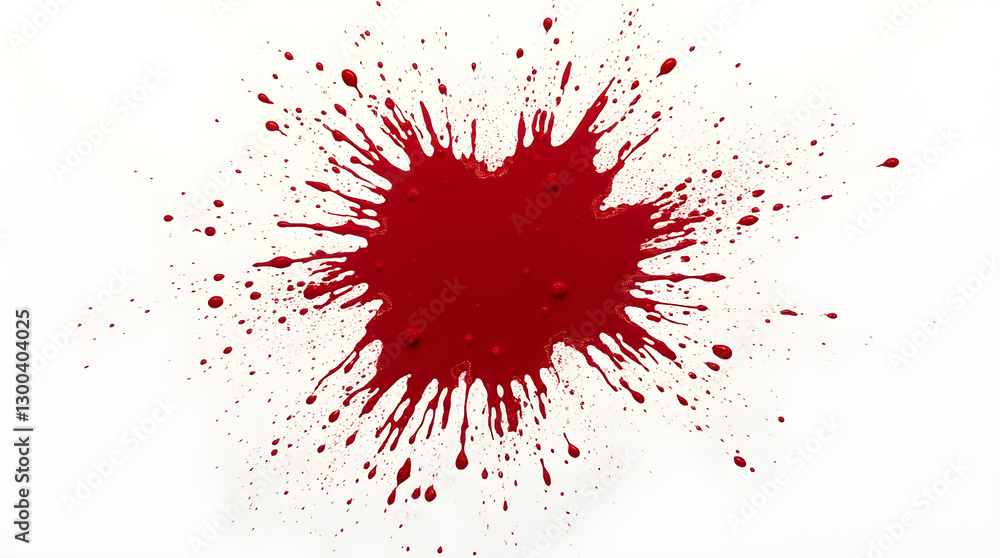 Vivid Abstract Crimson Red Paint Splatter on Clean White Background - Isolated Blot Stain Photo - High Resolution Detailed Stock Photography Vivid Abstract Crimson Red Paint Splatter on Clean White Background - Isolated Blot Stain Photo - High Resolution Detailed Stock Photography