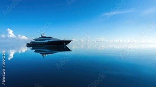 Luxury yacht floating tranquilly on a calm sea under a clear blue sky