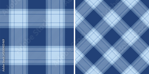 Background pattern fabric of check seamless tartan with a vector plaid texture textile. Set in sky colors for windowpane print blouse, sheath dress, skinny pants.