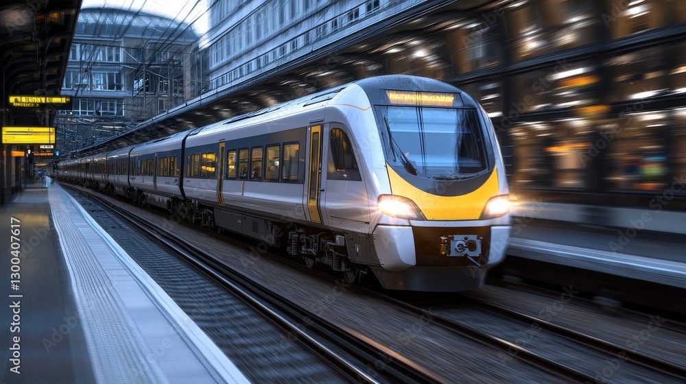 Naklejka premium Innovative train transportation systems improving high-speed travel, energy efficiency, and passenger safety.