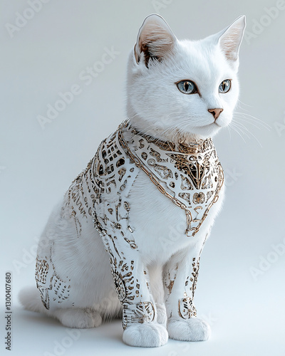 Futuristic robot cat, high-tech futuristic robot cat, sci-fi futuristic robot cat
