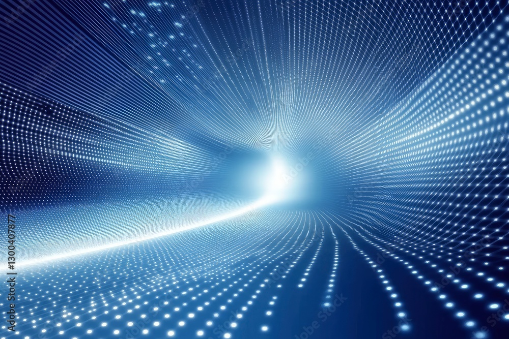 Abstract digital background with a blue mesh and connecting dots in perspective Abstract digital background with a blue mesh and connecting dots in perspective