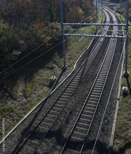 two railway tracks in the countryside