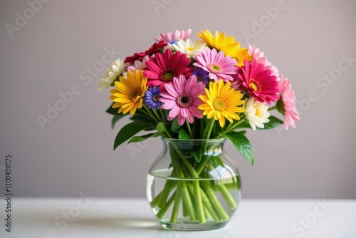 Wallpaper Mural Diverse colorful flowers in a clear glass container, vase, blooms Torontodigital.ca