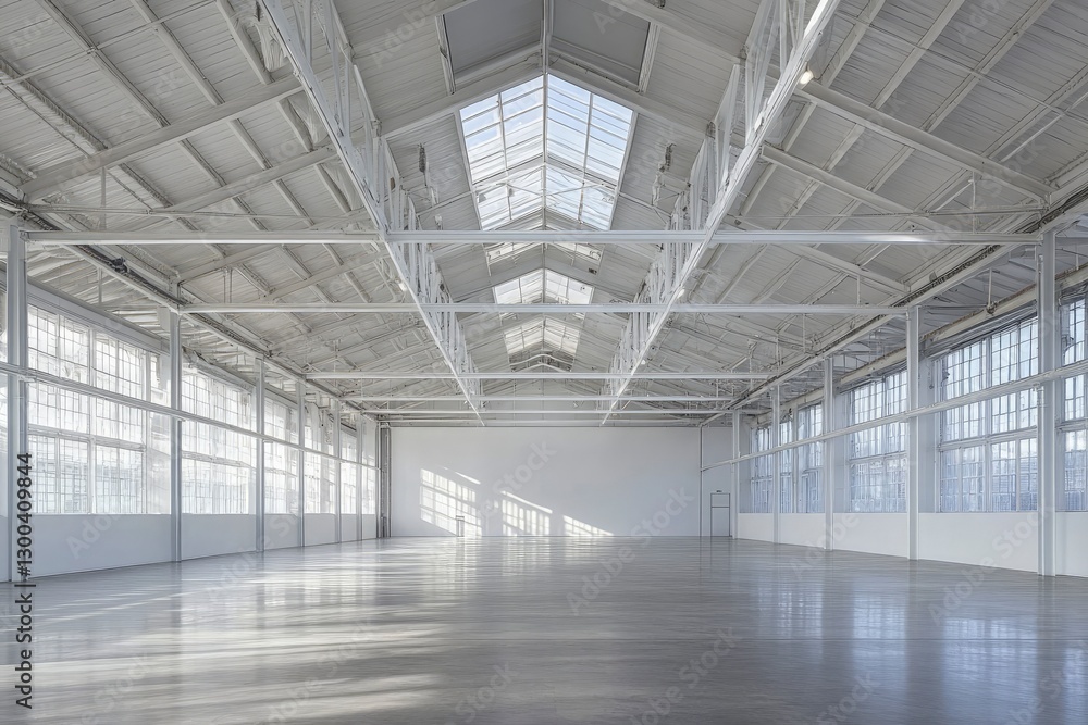 large empty warehouse with an open ceiling, showcasing the high ceilings and vast space for commercial use large empty warehouse with an open ceiling, showcasing the high ceilings and vast space for commercial use