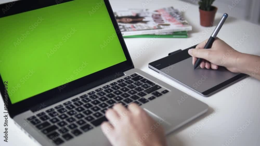 Laptop computer with a green screen. Chroma Key Laptop computer with a green screen. Chroma Key