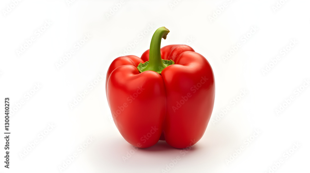 Vibrant Ripe Red Bell Pepper on White Background Glossy Studio Shot of Fresh Healthy Red Vegetable Food Ingredient for Creative Cuisine Vibrant Ripe Red Bell Pepper on White Background Glossy Studio Shot of Fresh Healthy Red Vegetable Food Ingredient for Creative Cuisine