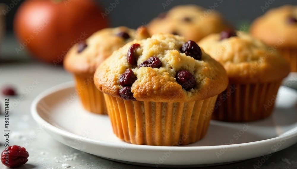 Moist bran and raisin muffins on a white plate , raisin, muffin Moist bran and raisin muffins on a white plate , raisin, muffin