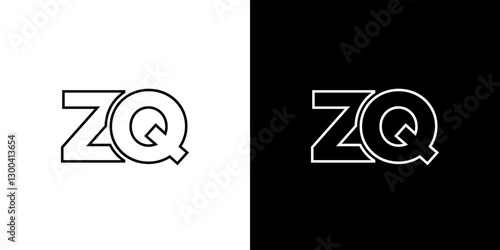 Letter Z and Q, ZQ logo design template. Minimal monogram initial based logotype.