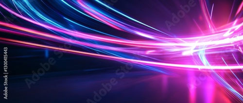 Dynamic neon light streaks create an immersive abstract background with vibrant colors and glowing lines