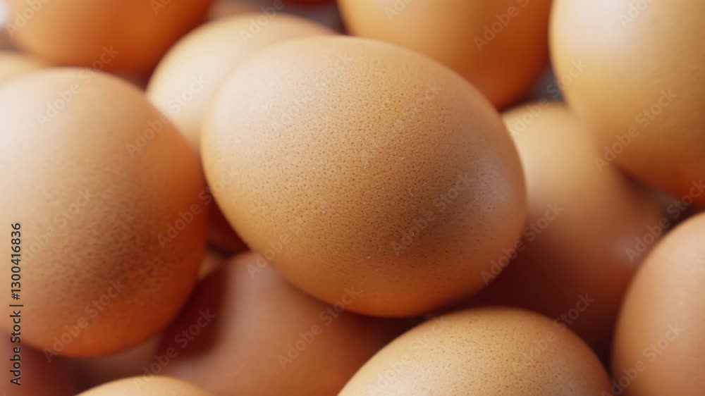 Rotating chicken eggs. Uncooked brown eggs. Close-up of hen eggs. Pile of farm fresh eggs. Cinematic shot. Closeup in 4K, UHD Rotating chicken eggs. Uncooked brown eggs. Close-up of hen eggs. Pile of farm fresh eggs. Cinematic shot. Closeup in 4K, UHD