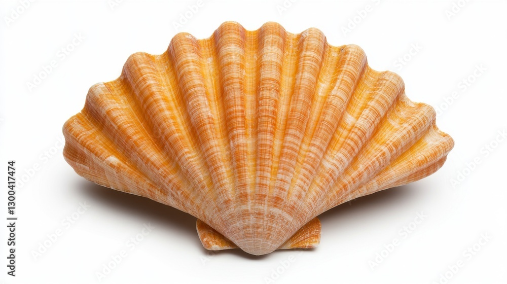 Light Brown Seashell Close Up on White Background Light Brown Seashell Close Up on White Background