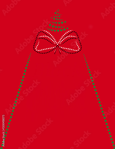 Christmas greeting card with red bow banner. Christmas sale poster banner. Design for advertising, voucher, flyers, cover discount, social media, postcard, gift card. photo