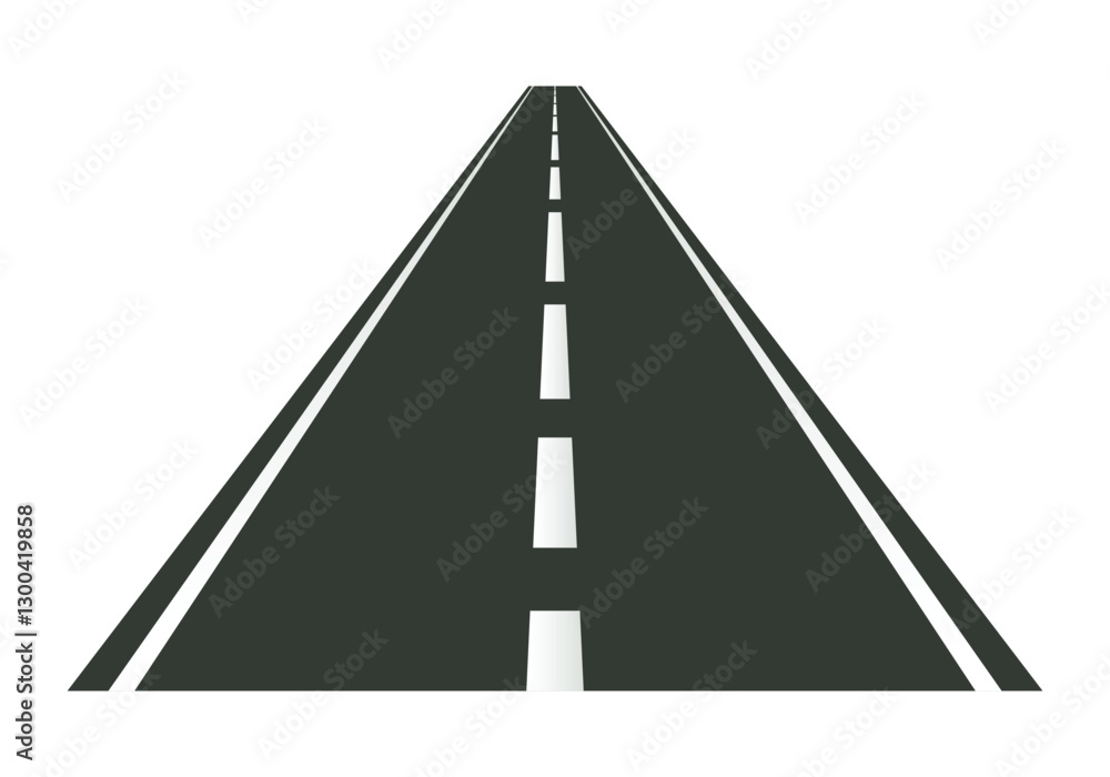 Roads in perspective. Bended pathway road curved city street to horizon. Journey asphalt highway isolated vector set Roads in perspective. Bended pathway road curved city street to horizon. Journey asphalt highway isolated vector set