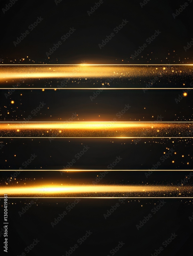 Obraz premium horizontal gold lens flare on black background
