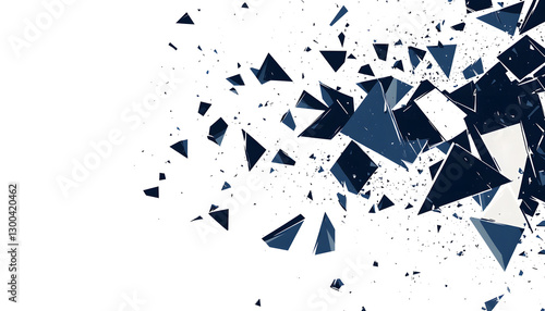 Abstract Shattered Geometry Dark Blue 3D Triangular Explosion Design