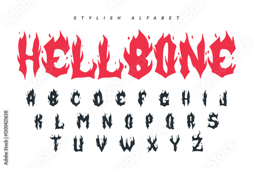 Vector of the fire alphabet A-z and symbols