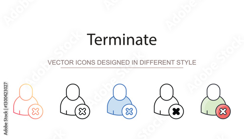 Terminate icon design with white background stock illustration