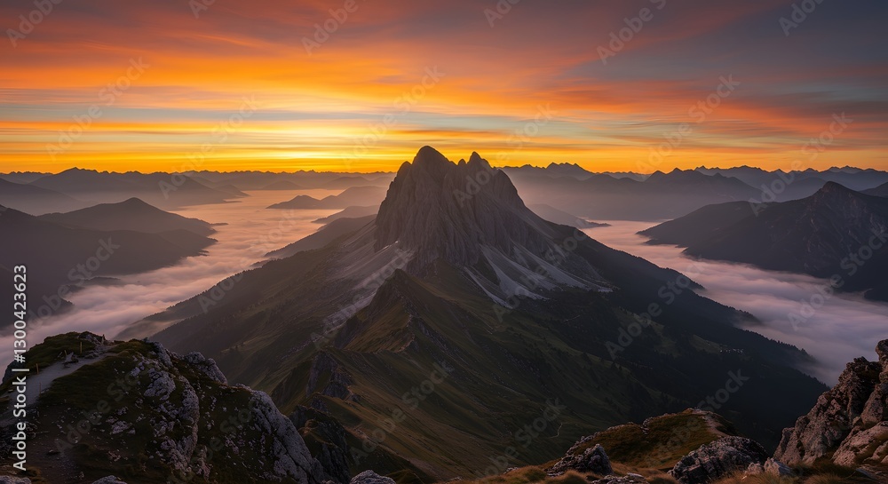 Naklejka premium sunrise over the mountains