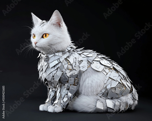 Futuristic robot cat, high-tech futuristic robot cat, sci-fi futuristic robot cat