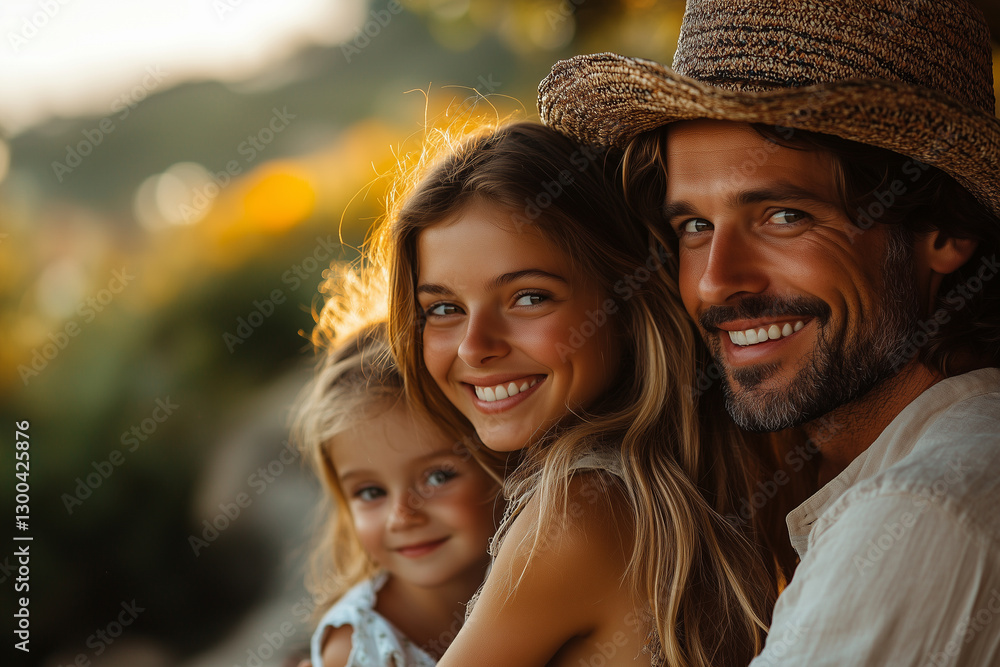 Naklejka premium A happy family playing together in a sunny park