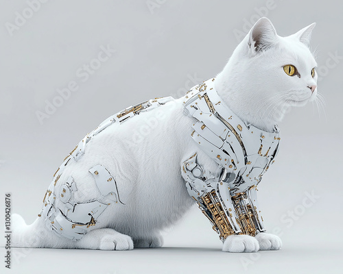 Futuristic robot cat, high-tech futuristic robot cat, sci-fi futuristic robot cat