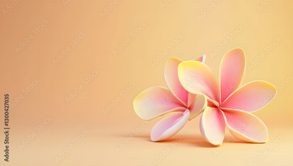 Naklejka premium Elegant Pink Plumeria Flowers on Peach Background 3D Render