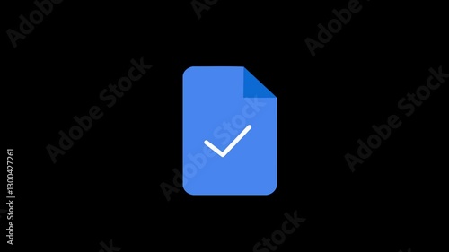 Approved File Scan Animation – Verified Document Icon with Checkmark, Successful Data Review, and Scanning Process.