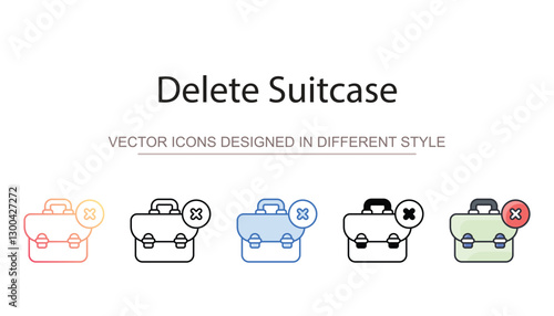 Delete Suitcase icon design with white background stock illustration