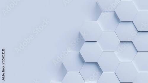 hexagon background video, abstract light geometric hexagonal 4k seamless loop, corporate technology wallpaper backdrop, copy space