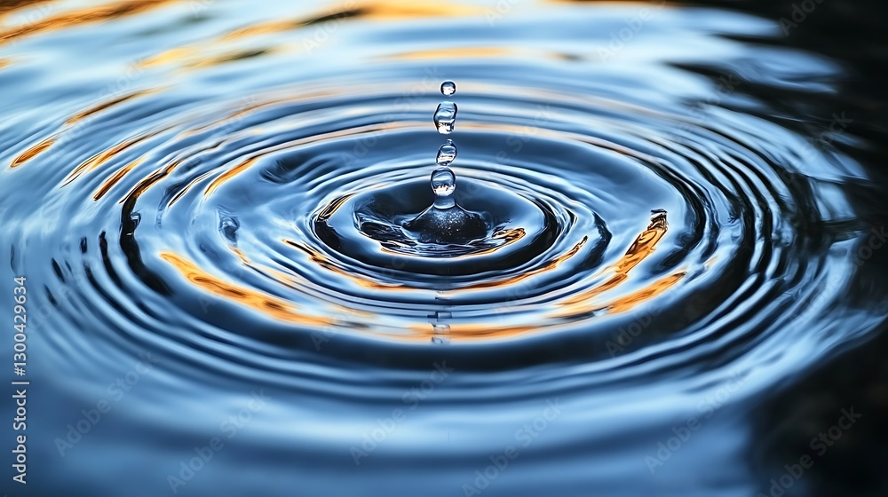 Drop making ripples on water surface close up Drop making ripples on water surface close up