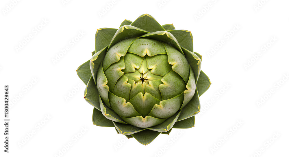 Obraz premium artichoke PNG. Artichoke top view isolated. green artichoke vegetable full of vitamins PNG. leafy green artichoke for vegans and vegetarians. Organic and fresh artichoke PNG