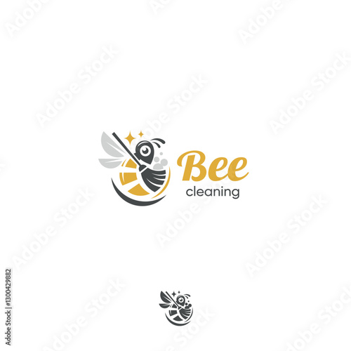 Bee cleaning agency washing logo