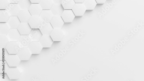 hexagon background video, abstract white  geometric hexagonal 4k seamless loop, corporate technology wallpaper backdrop, copy space