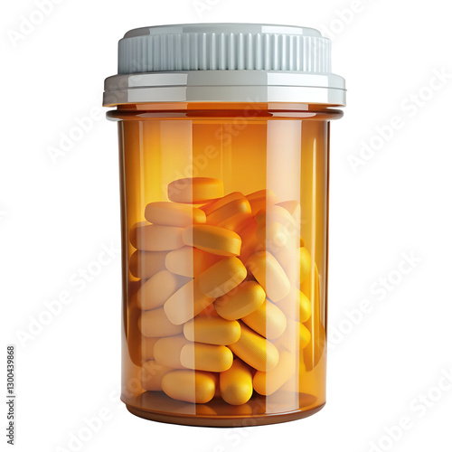 A Bottle of Prescription Medicine PNG – High-Quality Transparent Medical Pill Container Image for Healthcare, Pharmacy, and Drugstore Graphics.AI Generated.