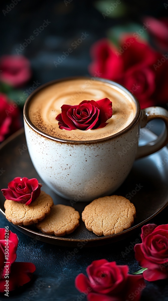 Elegant Coffee Cup Beautiful Rose Latte Art Cozy Ambience Picture Elegant Coffee Cup Beautiful Rose Latte Art Cozy Ambience Picture