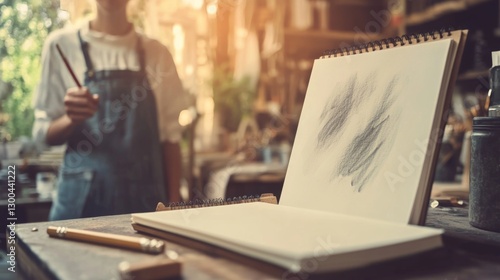 Artist sketching in workshop photo