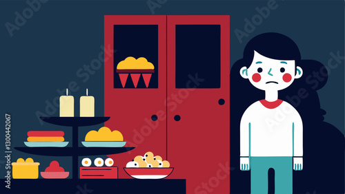Wasteful Celebrations A party scene with lavish buffets left untouched contrasting with a nearby of a child peering into a cupboard at home searching for soing to eat.