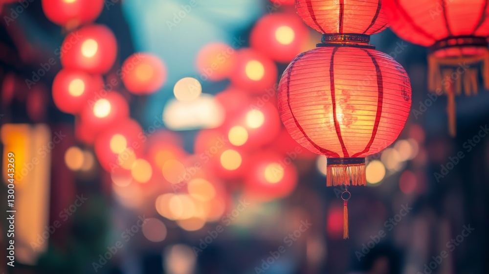 Chinese Lanterns Illuminate Night Market Chinese Lanterns Illuminate Night Market