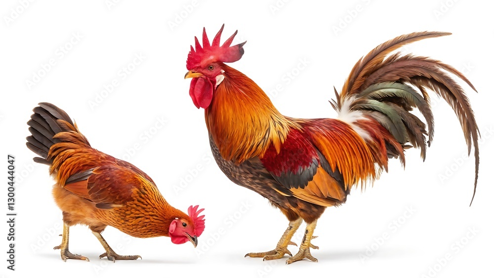 Fototapeta premium Roosters on White Background