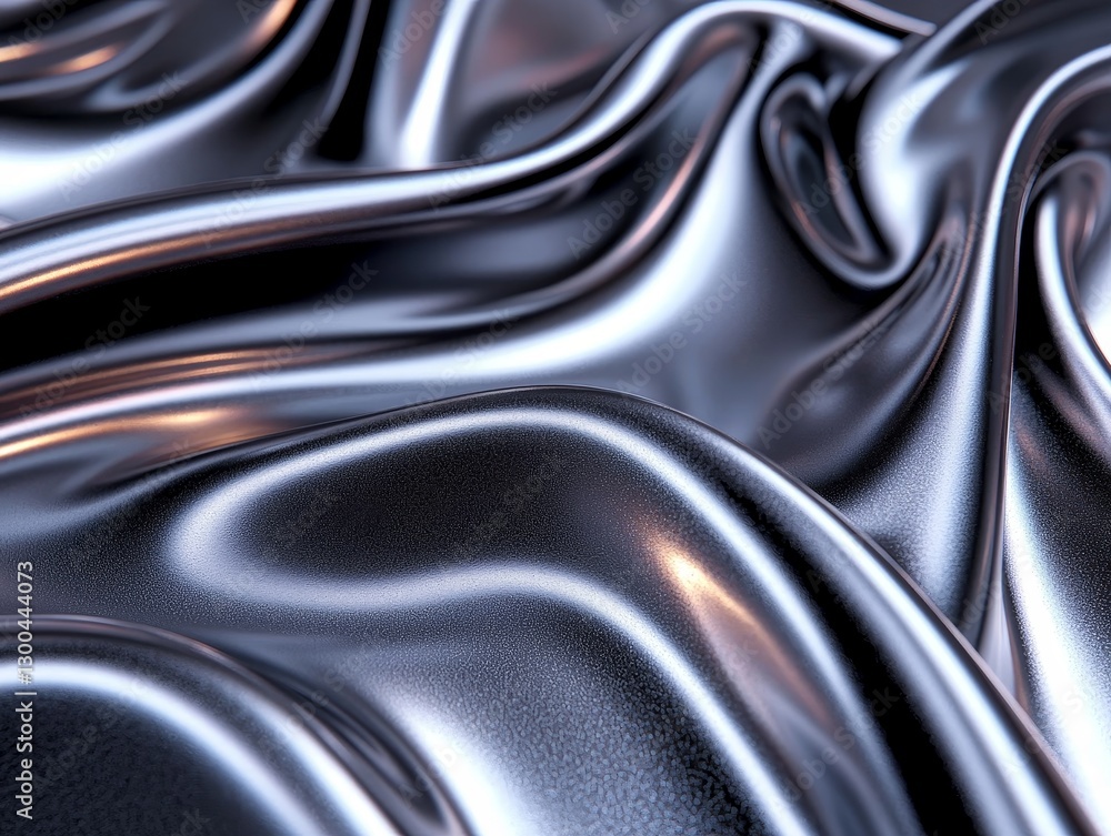 Naklejka premium Abstract Silver Cloth Waves Surface with Metallic Sheen and Luxurious Texture Artistic Creation