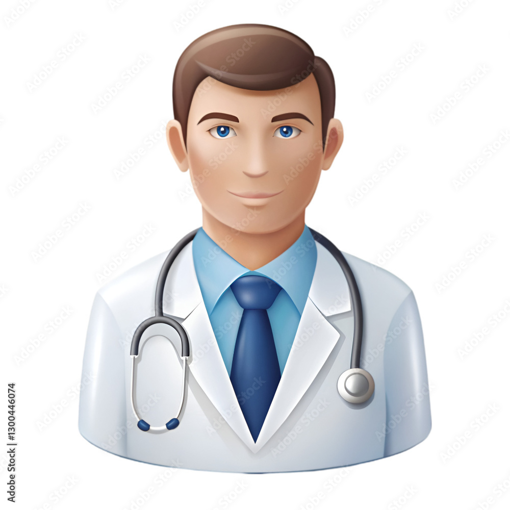 Doctor with stethoscope cartoon icon on white background Doctor with stethoscope cartoon icon on white background